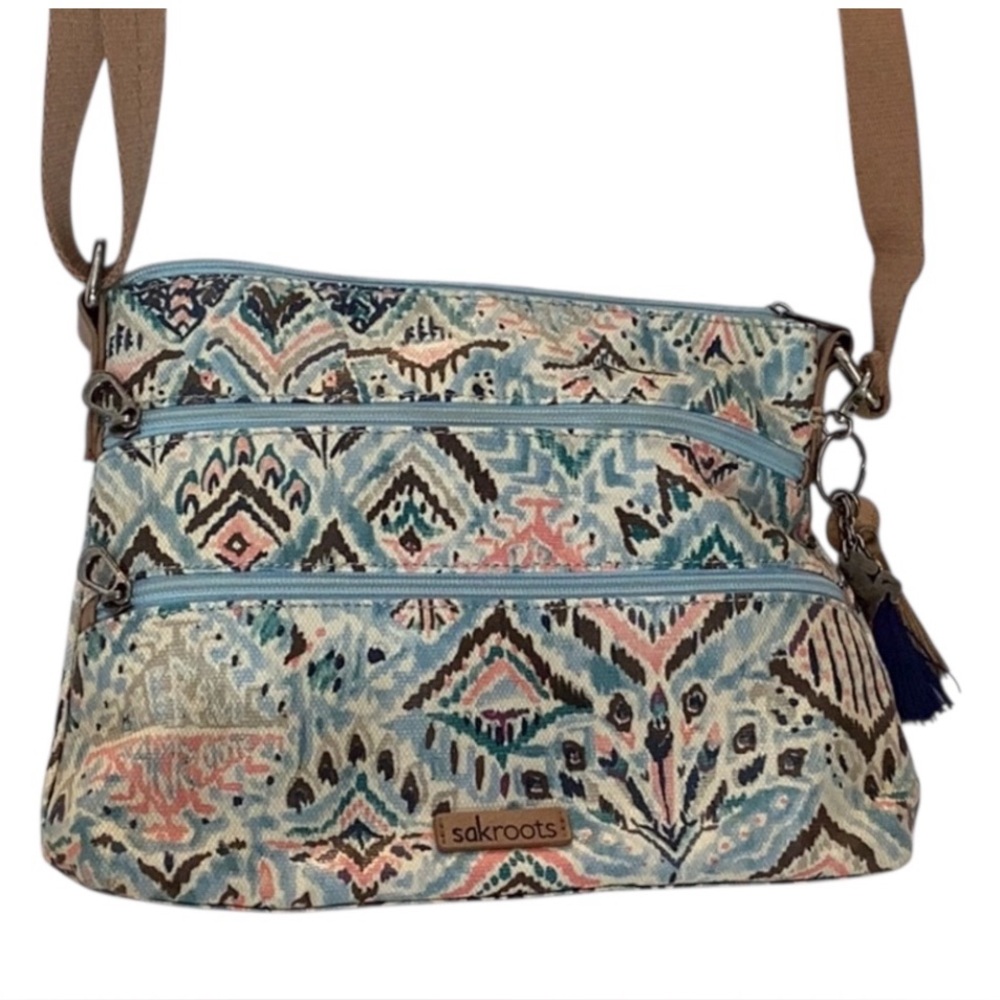 Sakroots Blue and Pink Boho Crossbody Bag